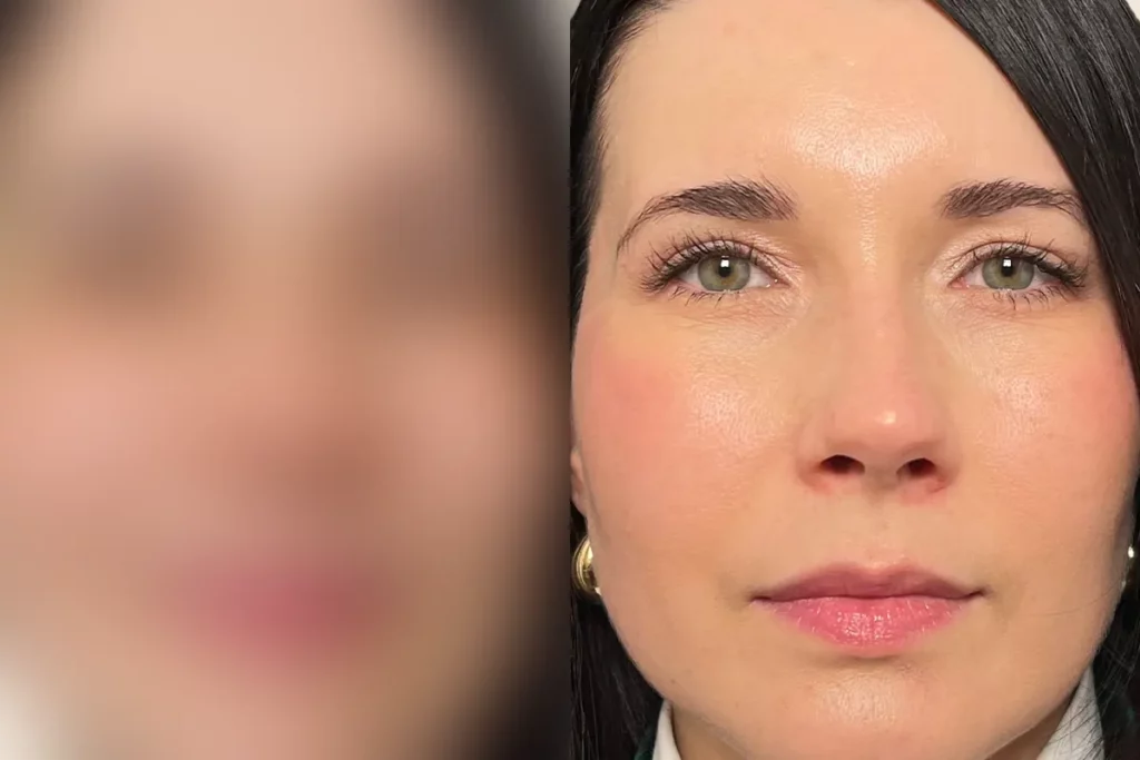 Portrait of a patient after an eyelid lift.